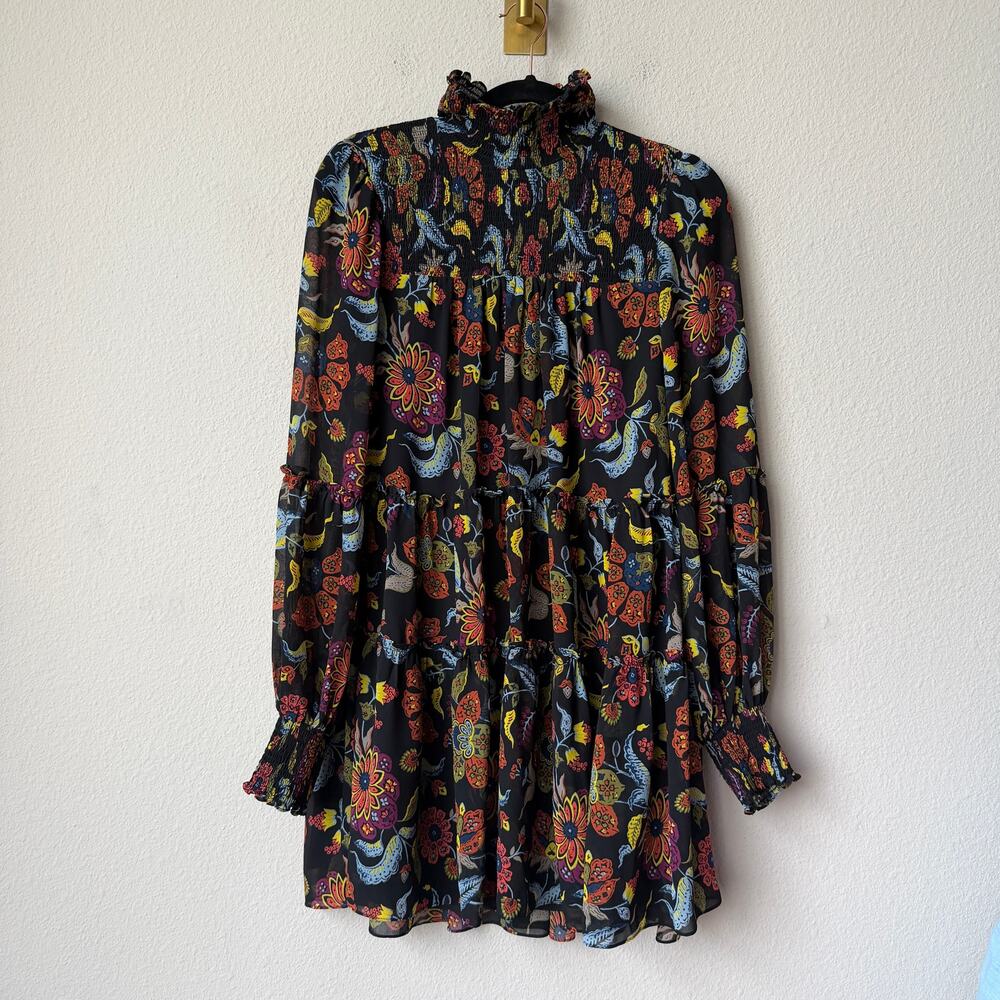 Cinq a Sept Rika Floral Paisley Long Sleeve Mini Dress Size 4 - Picture 2 of 6